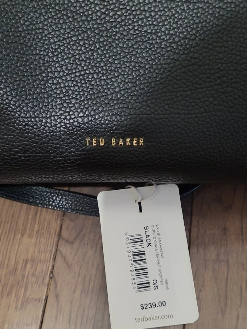 Ted Baker Black Pebbled Leather Satchel Curved Small Shopper